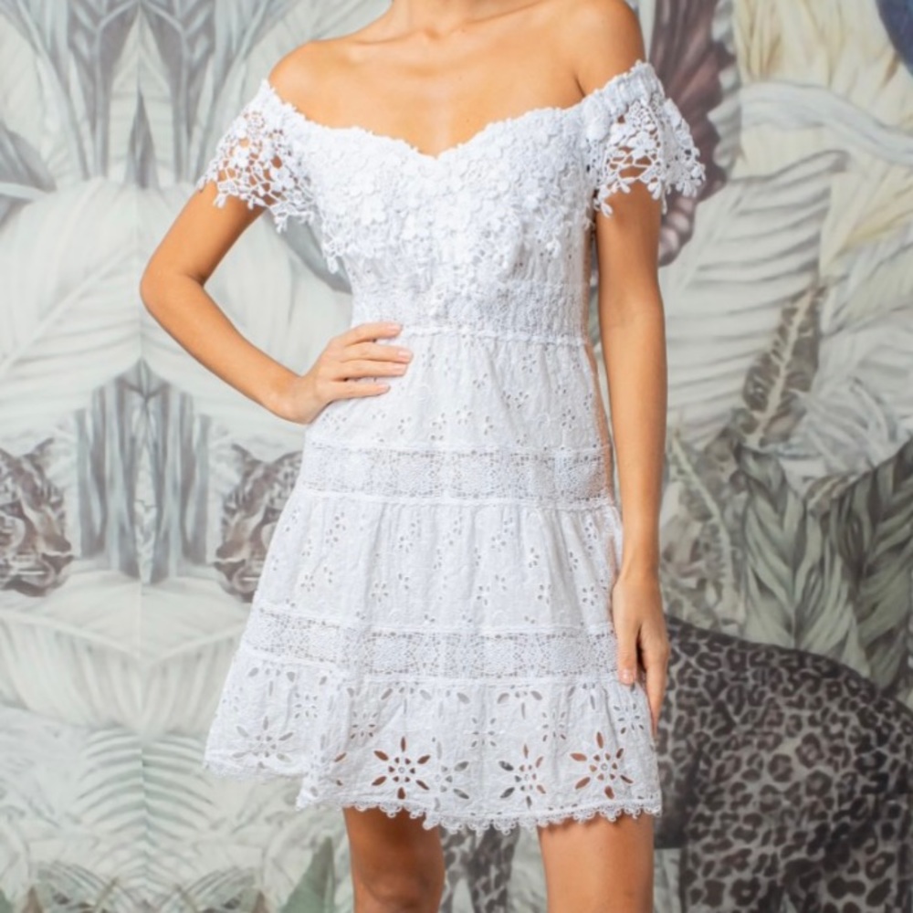 Temptation Positano lace detail blue dress size M new without tags msrp €330